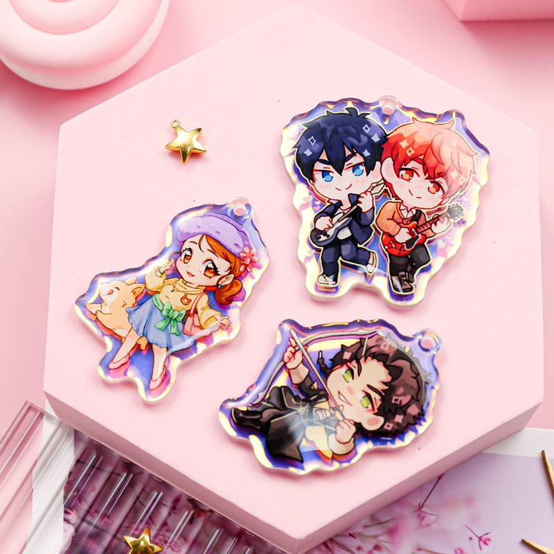 Custom holo rainbow acrylic charm