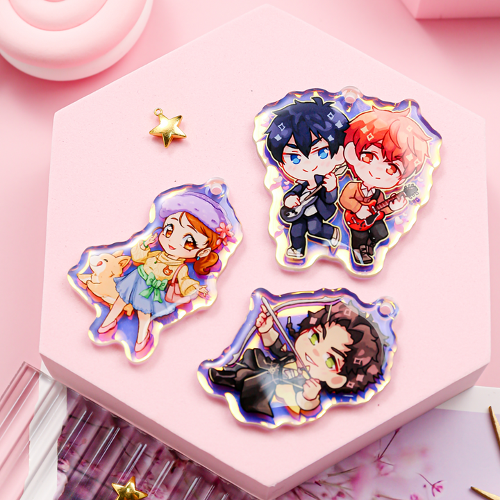 Custom holo rainbow acrylic charm