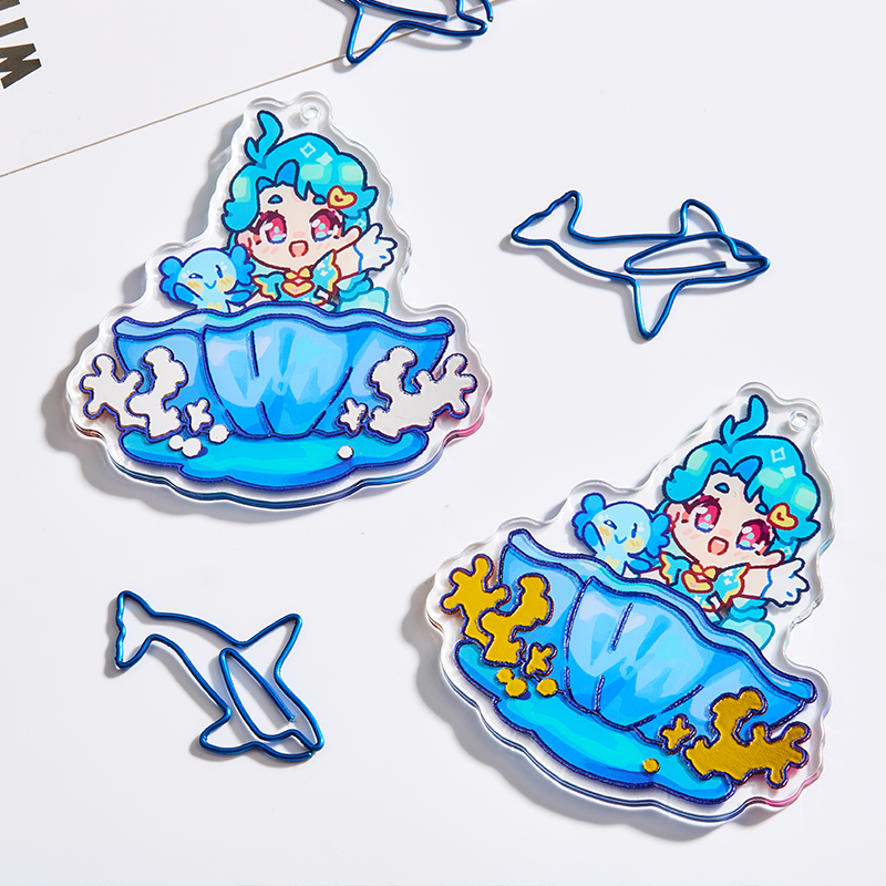 Custom Cold Foil Stamping Holographic Acrylic Keychain