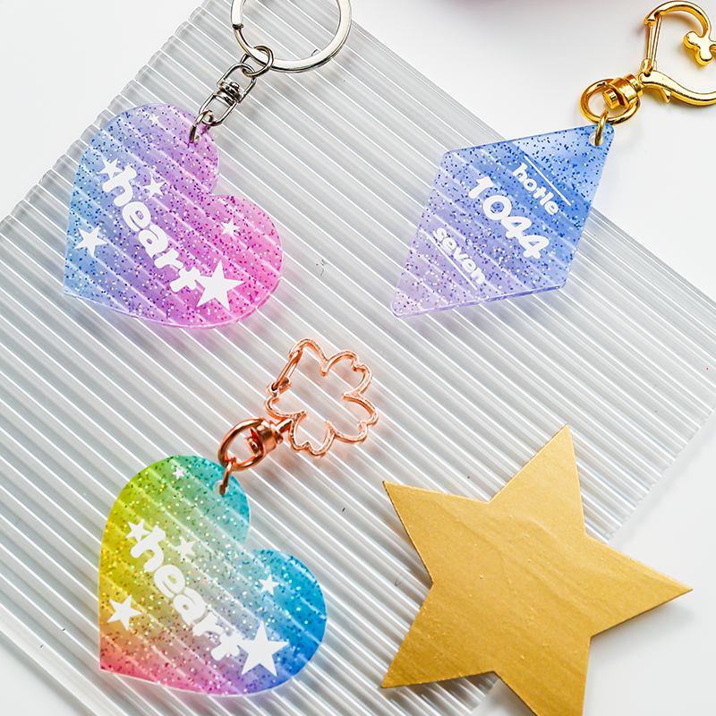 Custom Glitter Acrylic Keychain