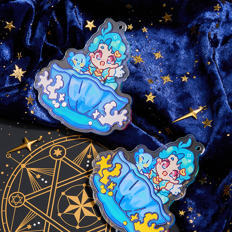 Custom Cold Foil Stamping Holographic Acrylic Keychain