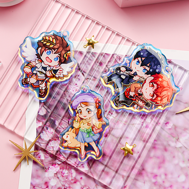 Custom holo rainbow acrylic charm