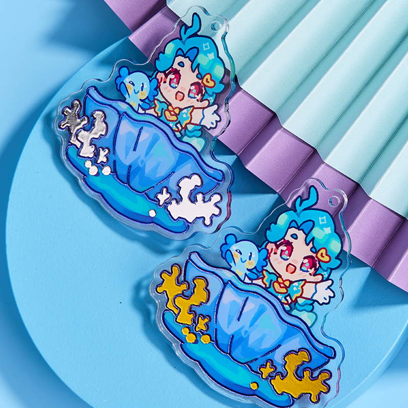 Custom Cold Foil Stamping Holographic Acrylic Keychain