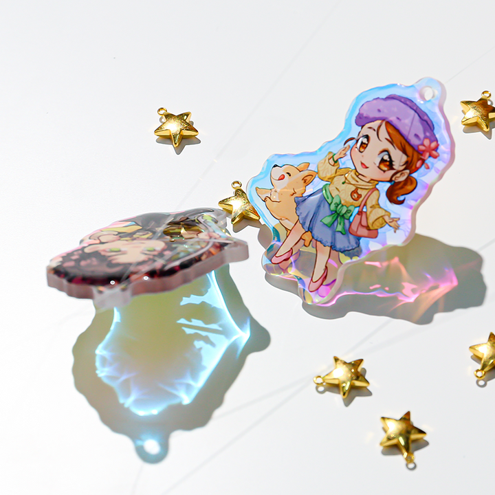 Custom holo rainbow acrylic charm